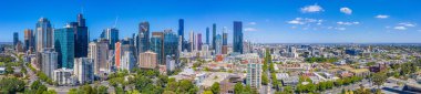 MELBOURNE, AUSTRALYA, 31 ARALIK 2019: Melboure, Avustralya 'nın Merkez İş Bölgesindeki Gökdelenler