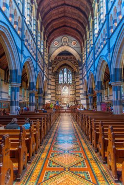 MELBOURNE, AUSTRALYA, 31 Aralık 2019: Melbourne, Avustralya 'daki Saint Paul katedralinin içi