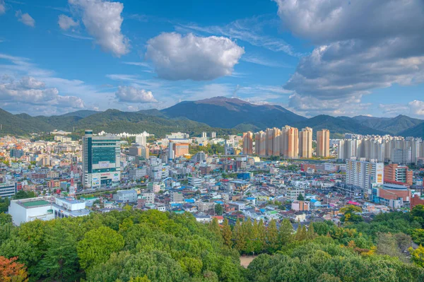 Gwangju, Kore, 22 Ekim 2019: Gwangju, Kore Cumhuriyeti 'nin havadan görünüşü