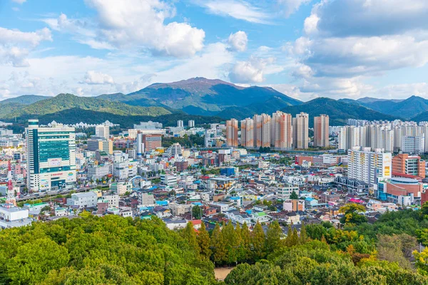 Gwangju, Kore, 22 Ekim 2019: Gwangju, Kore Cumhuriyeti 'nin havadan görünüşü