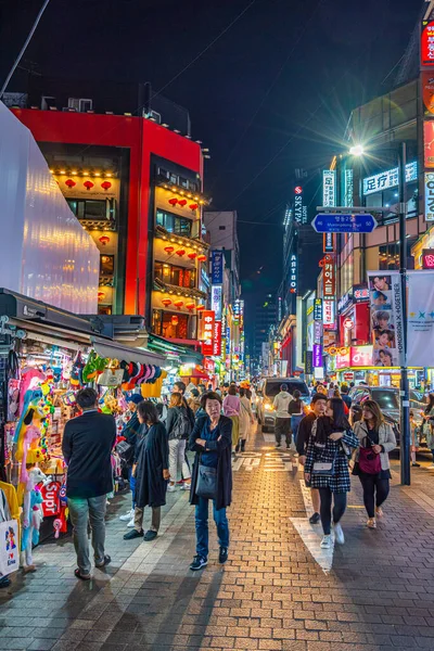 Seoul Coreia Outubro 2019 Vida Noturna Uma Rua Seul República — Fotografia de Stock