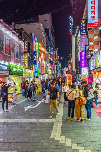 Seoul Coreia Outubro 2019 Vida Noturna Uma Rua Seul República — Fotografia de Stock