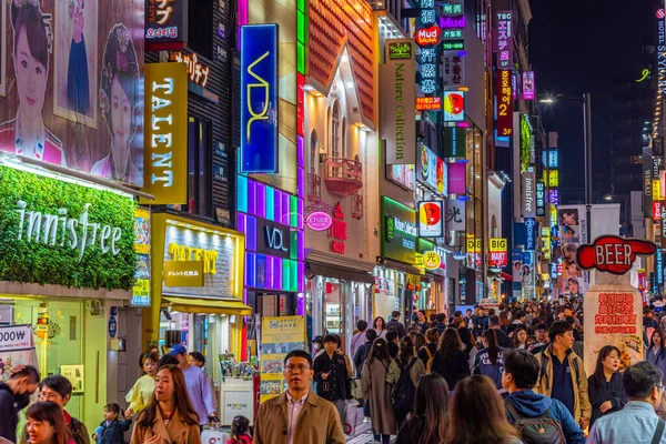 Seoul Coreia Outubro 2019 Vida Noturna Uma Rua Seul República — Fotografia de Stock