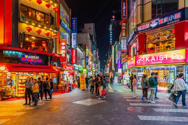 Seoul Coreia Outubro 2019 Vida Noturna Uma Rua Seul República — Fotografia de Stock