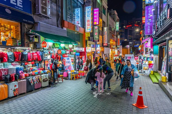 Seoul Coreia Outubro 2019 Vida Noturna Uma Rua Seul República — Fotografia de Stock