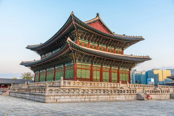Seoul Coreia Outubro 2019 Vista Pôr Sol Palácio Gyeongbokgung Seul — Fotografia de Stock