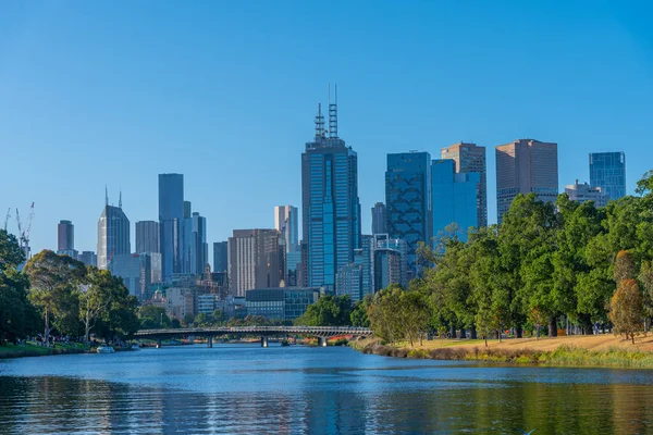 Melbourne Australia Diciembre 2019 Paisaje Urbano Melbourne Detrás Del Río —  Fotos de Stock