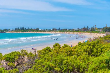 APOLO BAY, AUSTRALYA, 3 OCAK 2020: İnsanlar Apollo Körfezi, Avustralya 'da güneşli bir günün tadını çıkarıyorlar