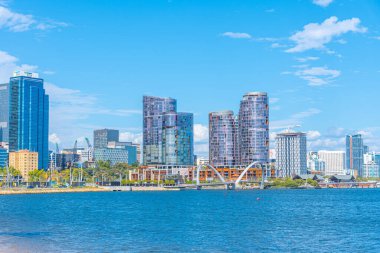 PERTH, AUSTRALYA, 16 HAZİRAN 2020: Perth, Avustralya 'daki Elizabeth rıhtımının Skyline' ı