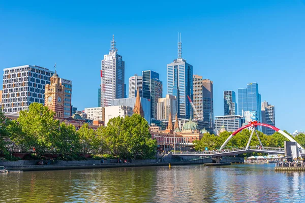 Melbourne Australia Enero 2020 Panorama Melbourne Detrás Del Río Yarra —  Fotos de Stock