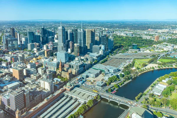 Melbourne Australia January 2020 Aerial View Downtown Melbourne Yarra River — Stock Photo, Image