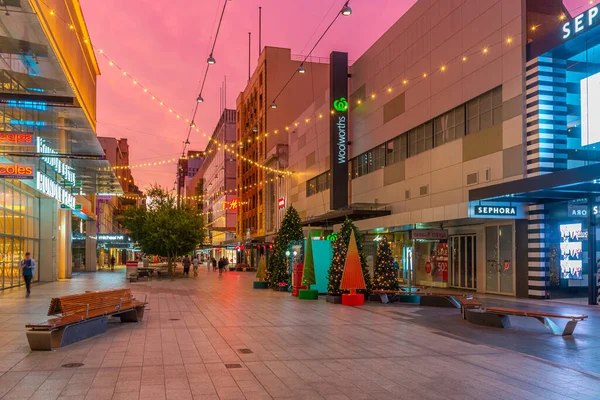 Adelaide Australia January 2020 Sunset Вид Вулицю Rundle Mall Центрі — стокове фото