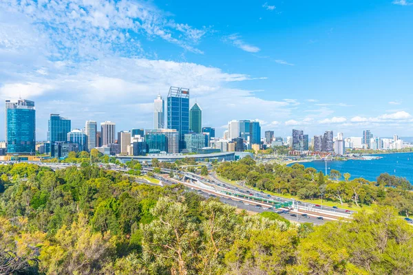 Perth Austrália Janeiro 2020 Skyline Perth Visto Kings Park Jardim — Fotografia de Stock