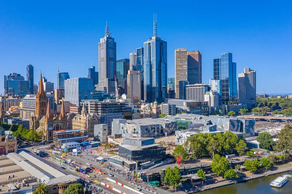 Melbourne Australia December 2019 Skyline Melbourne Looked Princess Bridge Australia — стокове фото