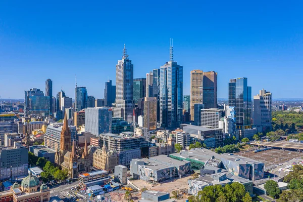 Melbourne Australia Diciembre 2019 Horizonte Melbourne Visto Detrás Del Puente —  Fotos de Stock