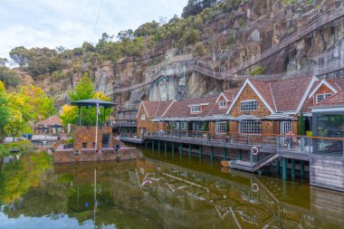 LAUNCESTON, AUSTRALYA, 24 Şubat 2020: Penny Royal Adventures lunaparkı Launceston, Avustralya
