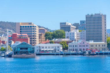 HOBART, AUSTRALYA, 22 Şubat 2020: Hobart, Avustralya 'daki Franklin iskelesi