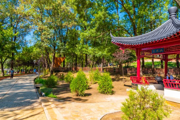 Tirana Albânia Setembro 2019 Pessoas Estão Passeando Pelo Grande Parque — Fotografia de Stock