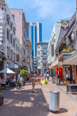 AUCKLAND, NEW ZEALAND, 20 Şubat 2020: Orta Auckland, Yeni Zelanda 'daki Dar Sokak