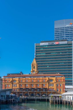 AUCKLAND, NEW ZEALAND, 20 Şubat 2020: Auckland, Yeni Zelanda 'daki feribot terminali