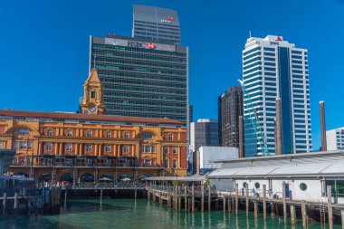 AUCKLAND, NEW ZEALAND, 20 Şubat 2020: Auckland, Yeni Zelanda 'daki feribot terminali