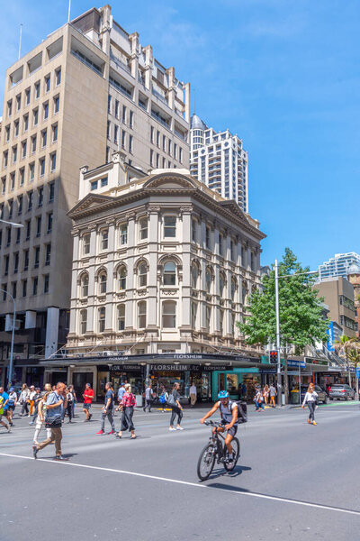 AUCKLAND, NEW ZEALAND, FEBRUARY 20, 2020: View of Queen street in central Auckland, New Zealand