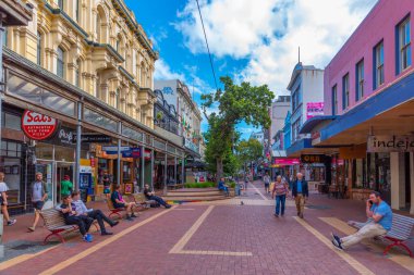WELLINGTON, NEW ZEALAND, 9 Şubat 2020: Orta Wellington, Yeni Zelanda 'daki Küba Caddesi