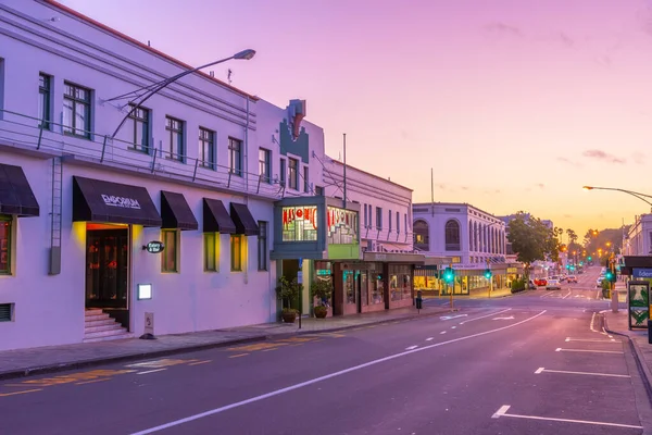 Napier New Zealand Φεβρουαριου 2020 Νυχτερινή Άποψη Ιστορικών Κτιρίων Στο — Φωτογραφία Αρχείου