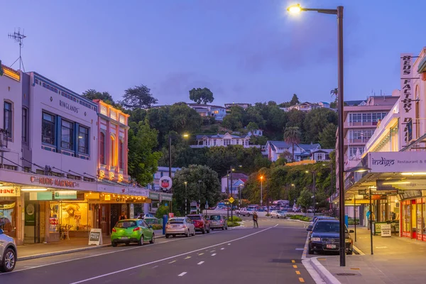 Napier Nova Zelândia Fevereiro 2020 Vista Noturna Edifícios Históricos Centro — Fotografia de Stock