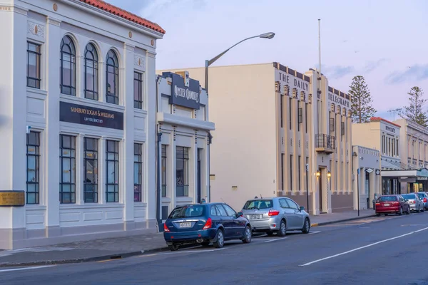 Napier Nueva Zelanda Febrero 2020 Vista Del Atardecer Edificios Históricos —  Fotos de Stock