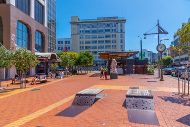 WELLINGTON, NEW ZEALAND, 8 Şubat 2020: Wellington, Yeni Zelanda 'daki Courtenay Meydanı