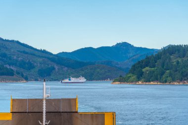 Röportajcı, NEW ZEALAND, 8 Şubat 2020: Yeni Zelanda 'da Kraliçe Charlotte sesiyle seyahat eden iç adalı feribot