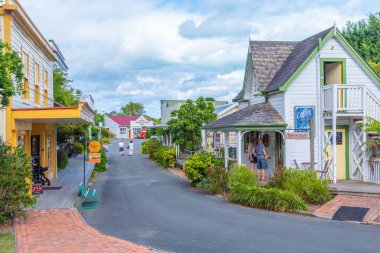 NELSON, NEW ZEALAND, 5 Şubat 2020: Nelson, Yeni Zelanda 'daki Heritage Park' taki tarihi binalar
