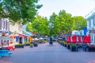 NELSON, NEW ZEALAND, 5 Şubat 2020: Nelson, Yeni Zelanda 'nın merkezinde Trafalgar Caddesi