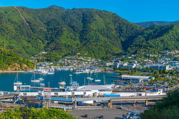 Picton Nueva Zelanda Febrero 2020 Vista Aérea Terminal Ferry Picton — Foto de Stock