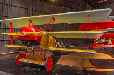 BLENHEIM, NEW ZEALAND, 4 Şubat 2020: Fokker Dr.I. Blenheim, Yeni Zelanda 'daki Omaka Havacılık Miras Merkezi