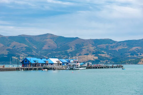 Akaroa New Zealand Ιανουαριου 2020 Προβλήτα Στην Akaroa Νέα Ζηλανδία — Φωτογραφία Αρχείου