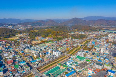 GJU, Kore, 8 Kasım 2019: Gongju, Kore Cumhuriyeti 'nin havadan görünüşü