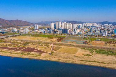GJU, Kore, 8 Kasım 2019: Gongju, Kore Cumhuriyeti 'nin havadan görünüşü