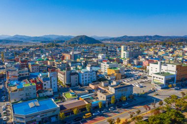BUYEO, Kore, 8 Kasım 2019: Buyeo, Kore Cumhuriyeti 'nin havadan görünüşü