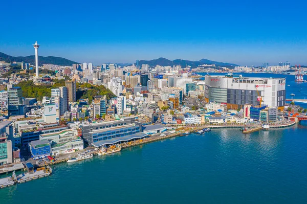 Busan Korea Října 2019 Letecký Pohled Krajinu Busanu Věží Busan — Stock fotografie