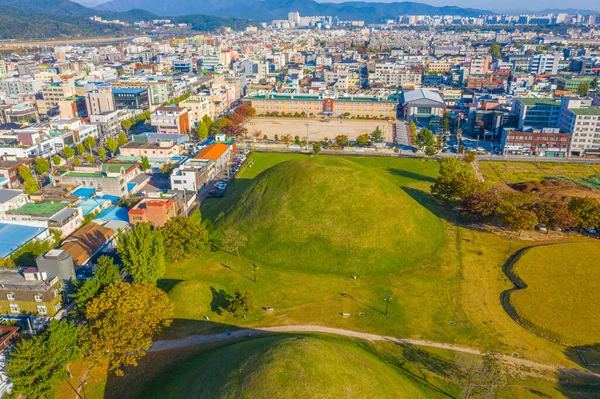 Busan Korea October 2019 Aerial View Burial Tombs Center Gyeongju — Stock Photo, Image