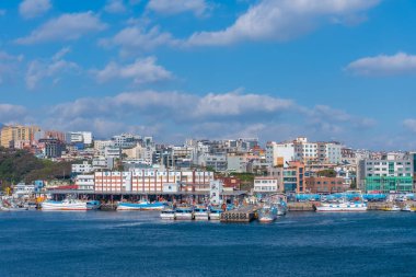 SEOGWIPO, Kore, 11 Kasım 2019: Jeju adasında Seogwipo Rıhtımı