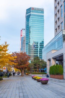 SEOUL, Kore, 10 Kasım 2019: Seul, Kore Cumhuriyeti 'ndeki Yeouido Adası' nın merkezinde C-47 uçağı