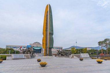 SEOUL, Kore, 10 Kasım 2019: Seul, Kore 'de Savaş Anıtı