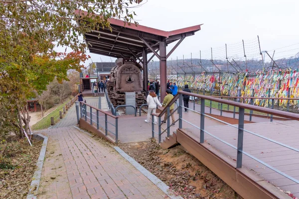 Imjingak Korea November 2019 View Destroyed Locomotive Imjingak Republic Korea — Stock Photo, Image