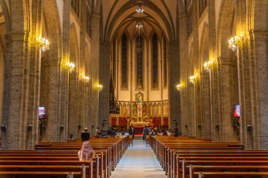 SEOUL, Kore, 9 Kasım 2019: Seul, Kore Cumhuriyeti 'ndeki Myeongdong Katedrali