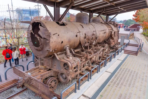 Imjingak Korea November 2019 View Destroyed Locomotive Imjingak Republic Korea — Stock Photo, Image