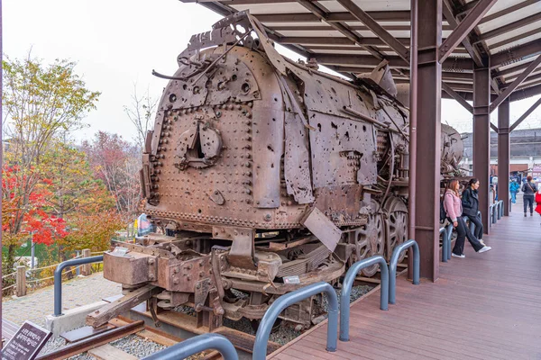 Imjingak Korea November 2019 View Destroyed Locomotive Imjingak Republic Korea — Stock Photo, Image