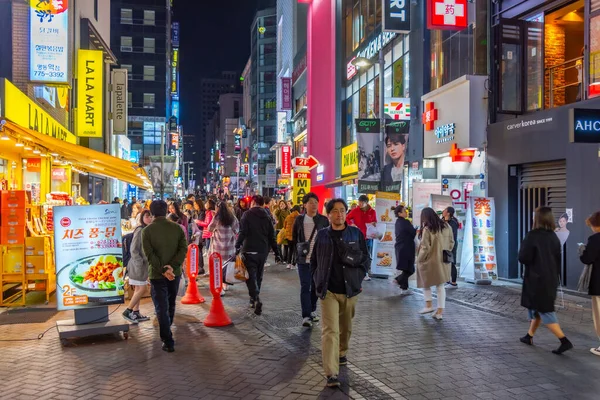 Seoul Coreia Novembro 2019 Vida Noturna Uma Rua Seul República — Fotografia de Stock